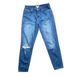 Forever21 Women's Straight Leg Jeans High Rise Waist Distressed Blue denim 27